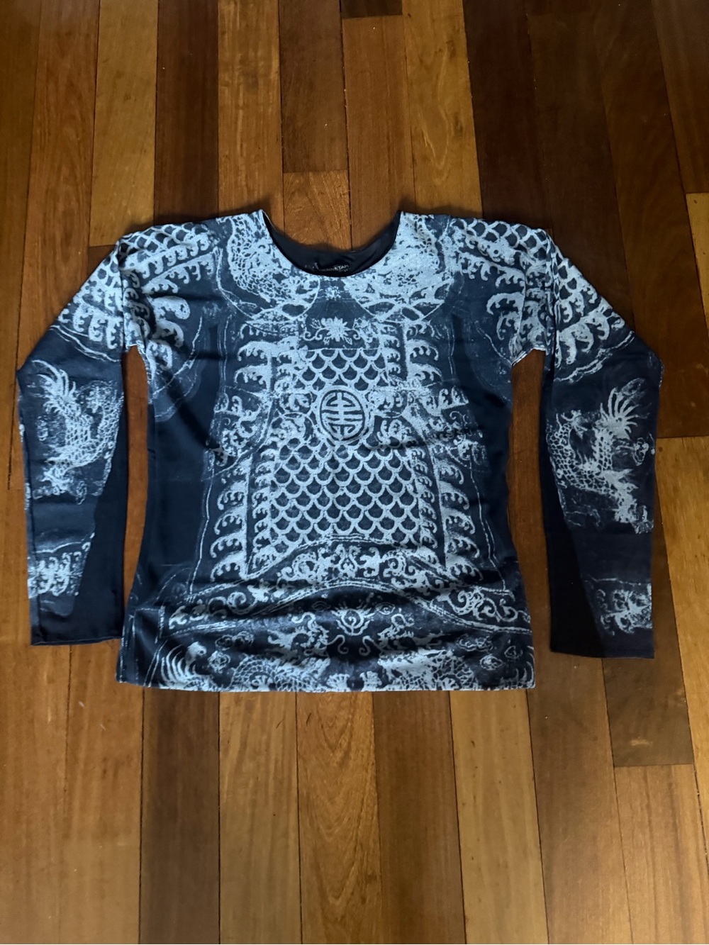 Vivienne Tam RARE Vintage blue dragon batik long sleeve opera top sz 3 US 4-8 - Picture 8 of 11